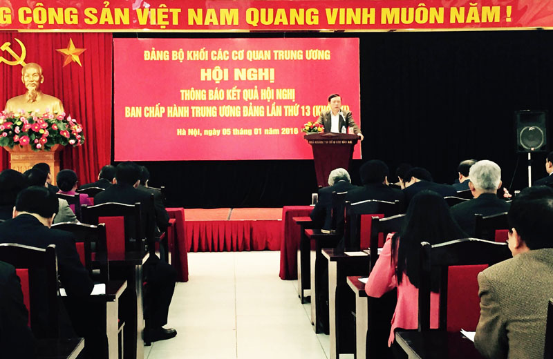 Đảng ủy Khối các cơ quan Trung ương thông báo nhanh kết quả Hội nghị Trung ương lần thứ 13