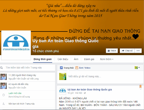 Ủy ban ATGT Quốc gia sẽ tiếp nhận thông tin qua Facebook