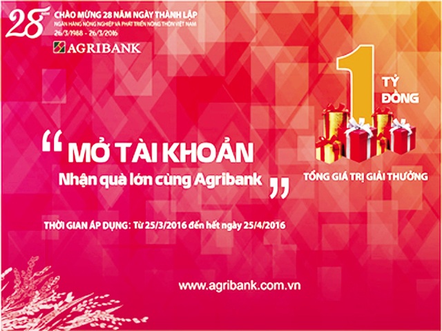 Mở tài khoản, nhận quà lớn cùng Agribank
