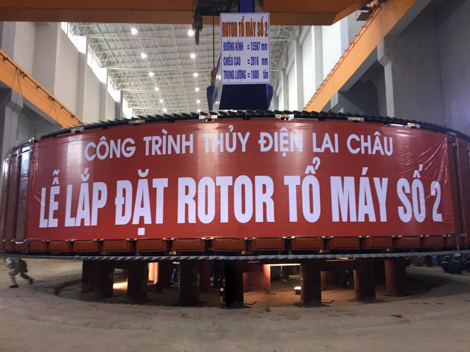 Lắp đặt thành công rotor tổ máy 2 Thủy điện Lai Châu