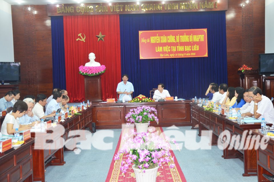 Bộ Nông nghiệp và Phát triển nông thôn - Nguyễn Xuân Cường làm việc với tỉnh Bạc Liêu về tái cơ cấu ngành Nông nghiệp