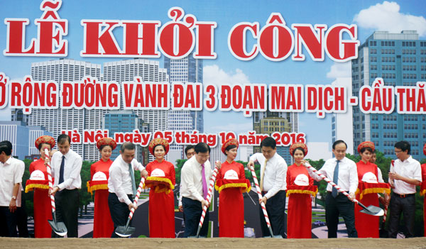 Khởi công Dự án mở rộng đường Vành đai 3 đoạn Mai Dịch - cầu Thăng Long