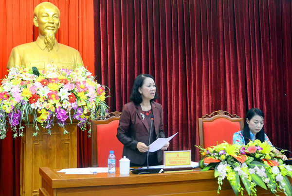 Trưởng Ban Dân vận Trung ương Trương Thị Mai làm việc tại tỉnh Vĩnh Phúc