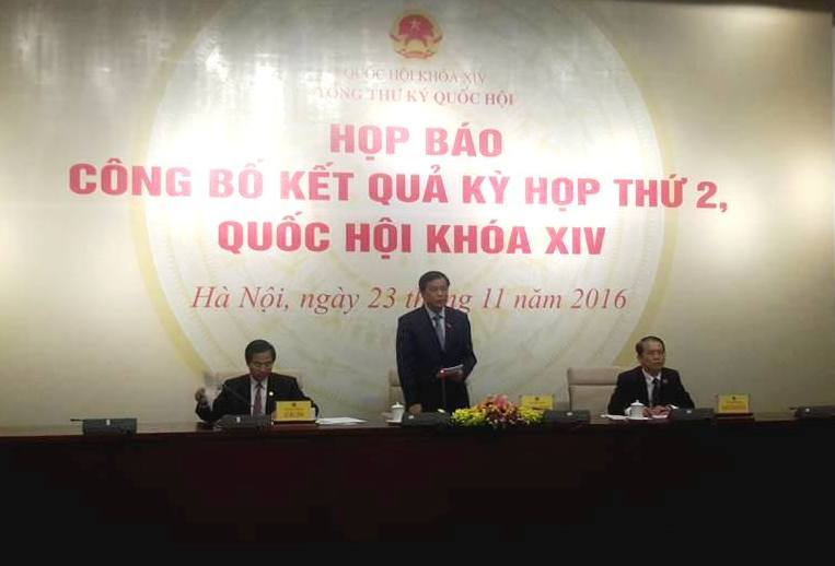 Họp báo thông báo về kết quả kỳ họp thứ 2 Quốc hội khóa XIV