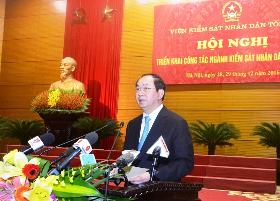 Chủ tịch nước Trần Đại Quang dự Hội nghị triển khai công tác ngành Kiểm sát nhân dân năm 2017