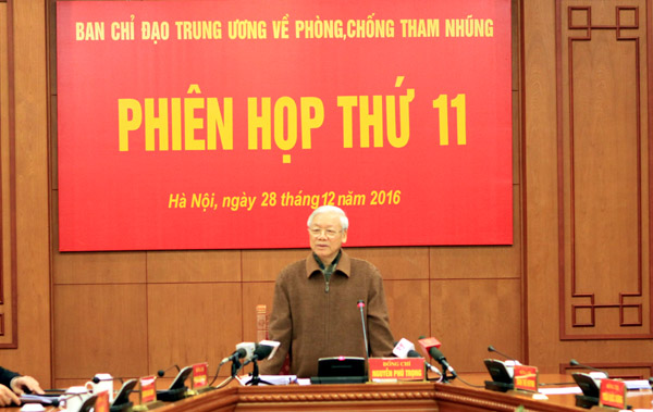 Tổng Bí thư Nguyễn Phú Trọng chủ trì phiên họp thứ 11 Ban Chỉ đạo Trung ương về phòng, chống tham nhũng