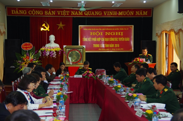 Hải Dương Hội nghị tổng kết phối hợp chỉ đạo công tác tuyên giáo trong lực lượng vũ trang năm 2016