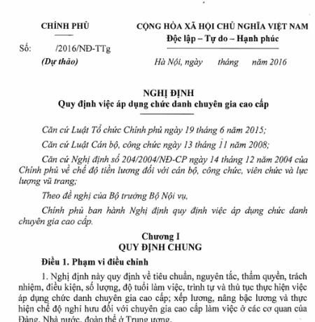 Đề xuất mỗi cơ quan Trung ương không quá 3 chuyên gia cao cấp