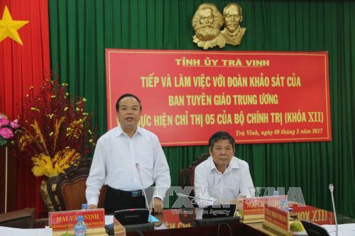 Trà Vinh Đôn đốc để việc học tập, làm theo tư tưởng, đạo đức, phong cách của Bác trở thành việc làm thường xuyên