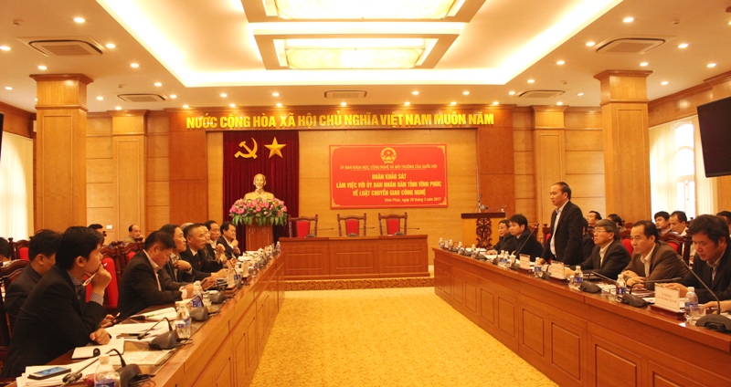 Ủy ban KHCN và Môi trường Quốc hội khảo sát tình hình ứng dụng, chuyển giao công nghệ tại Vĩnh Phúc