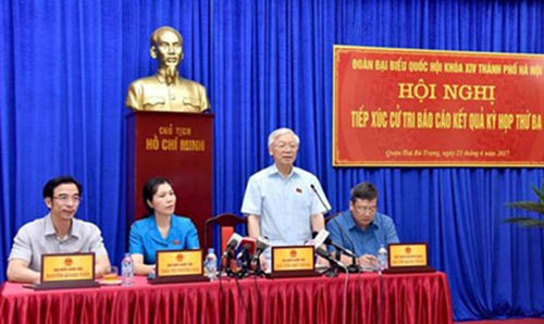 Tổng Bí thư Nguyễn Phú Trọng tiếp xúc cử tri thành phố Hà Nội