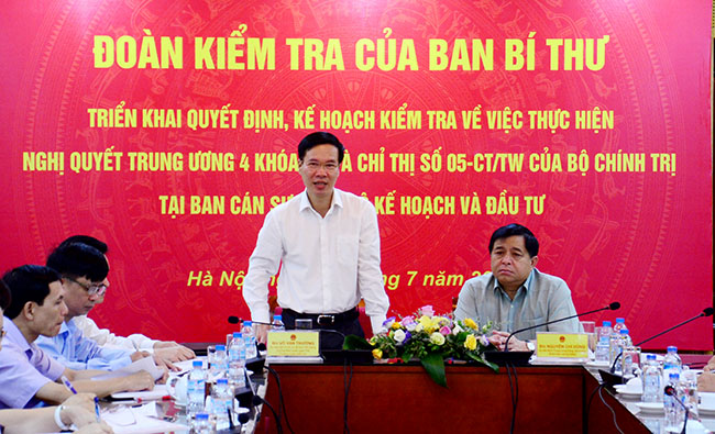 Đoàn kiểm tra của Ban Bí thư làm việc với Ban cán sự Đảng Bộ Kế hoạch và Đầu tư