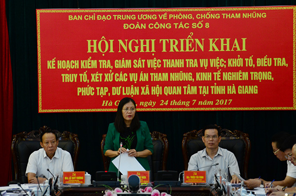 Ban Chỉ đạo Trung ương về phòng, chống tham nhũng làm việc tại Hà Giang