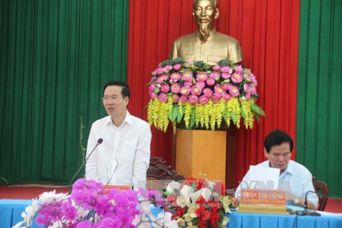Trưởng ban Tuyên giáo Trung ương Võ Văn Thưởng làm việc tại Trà Vinh