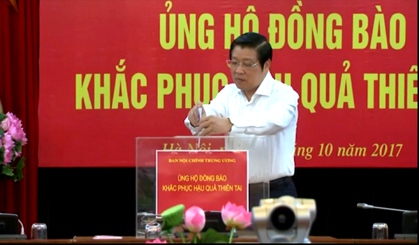 Ban Nội chính Trung ương ủng hộ đồng bào khắc phục hậu quả thiên tai