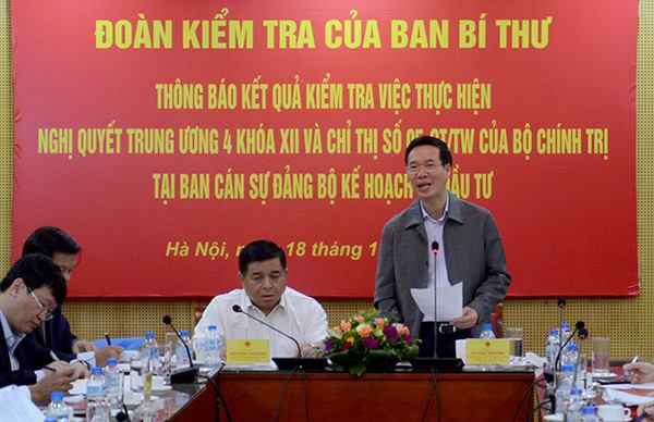 Đoàn kiểm tra của Ban Bí thư thông báo kết quả kiểm tra tại Bộ Kế hoạch và Đầu tư