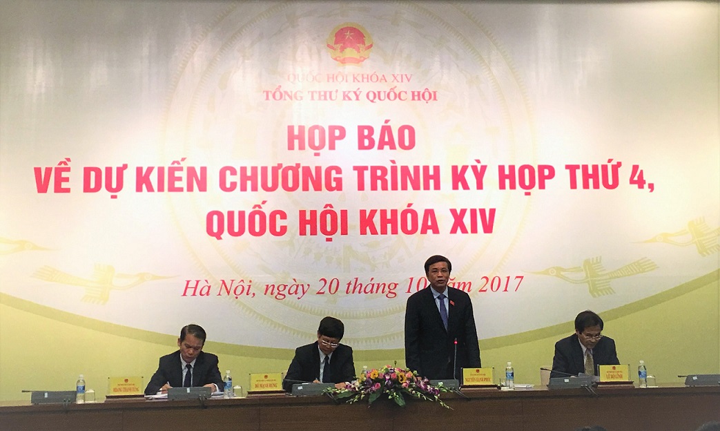 Kỳ họp thứ 4, Quốc hội khóa XIV diễn ra từ ngày 23 10 - 24 11 2017