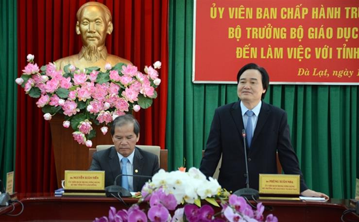Bộ trưởng Bộ GD ĐT Phùng Xuân Nhạ làm việc tại tỉnh Lâm Đồng