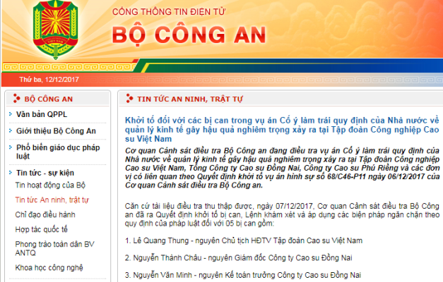 Khởi tố nguyên Chủ tịch Hội đồng thành viên Tập đoàn Cao su Việt Nam