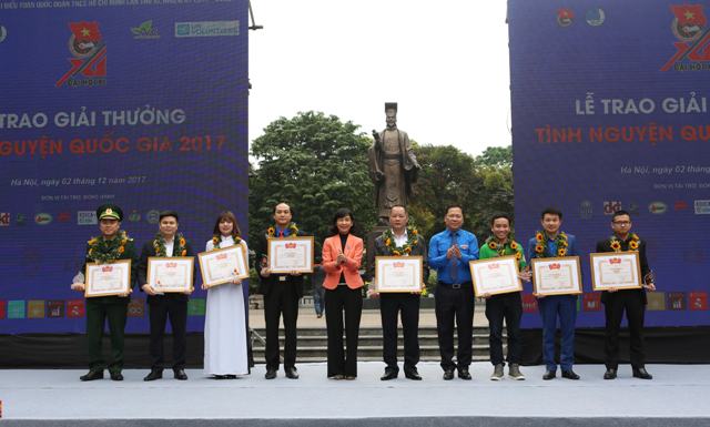 Trao giải thưởng Tình nguyện Quốc gia năm 2017 cho 15 tập thể, cá nhân tiêu biểu