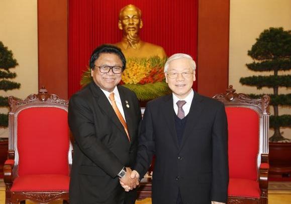 Tổng Bí thư Nguyễn Phú Trọng tiếp Đoàn đại biểu Hội đồng Đại biểu Địa phương In-đô-nê-xi-a