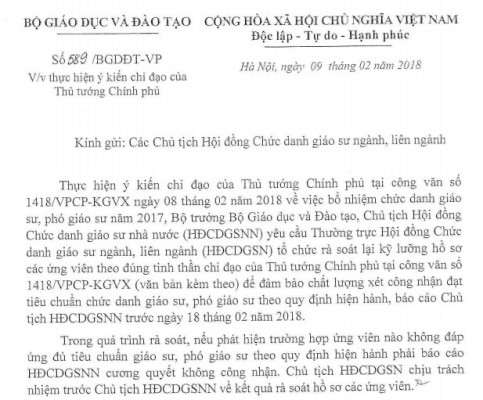Cương quyết không công nhận GS, PGS với ứng viên không đạt chuẩn