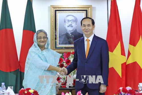 Chủ tịch nước Trần Đại Quang hội đàm với Thủ tướng Bangladesh