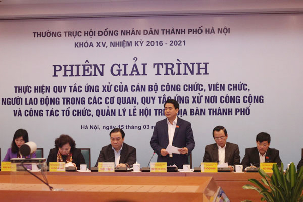 Thường trực HĐND TP Hà Nội họp phiên giải trình về việc thực hiện 2 quy tắc ứng xử và quản lý lễ hội