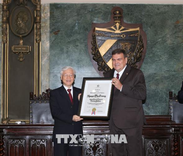 Tổng Bí thư Nguyễn Phú Trọng thăm trường Đại học Tổng hợp La Habana