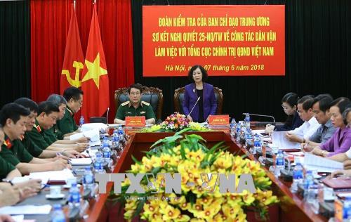 Đồng chí Trương Thị Mai Công tác dân vận trong Quân đội luôn “thực tâm, thực chất”