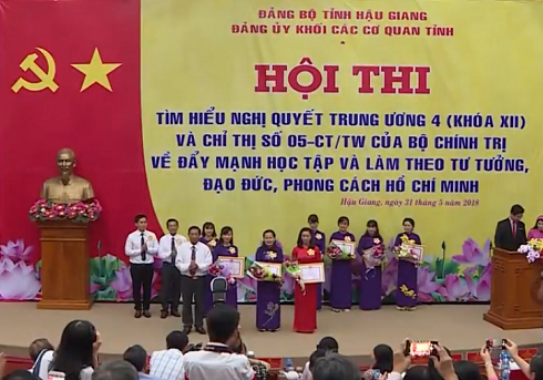 Hậu Giang tổ chức Hội thi tìm hiểu Nghị quyết Trung ương 4 khóa XII và Chỉ thị số 05-CT TW