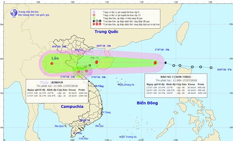 Từ chiều 18 7, bão số 3 sẽ gây mưa rất to ở Bắc Bộ và Trung Bộ