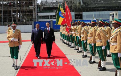 Chủ tịch nước Trần Đại Quang bắt đầu chuyến thăm cấp Nhà nước đến Ethiopia
