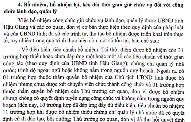 Hậu Giang Bổ nhiệm 31 lãnh đạo thiếu tiêu chuẩn
