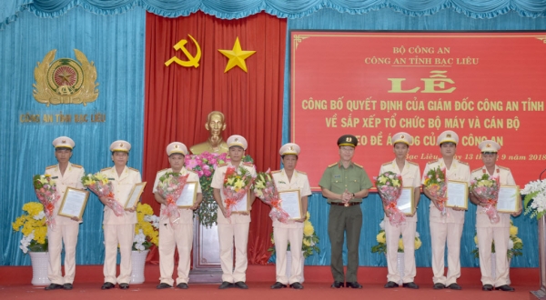 Công an tỉnh Bạc Liêu công bố quyết định về sắp xếp tổ chức bộ máy