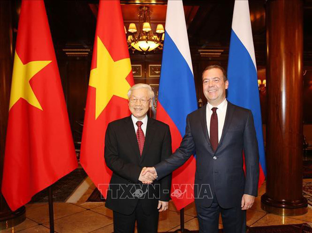 Tổng Bí thư Nguyễn Phú Trọng hội kiến Thủ tướng Liên bang Nga Dmitry Medvedev