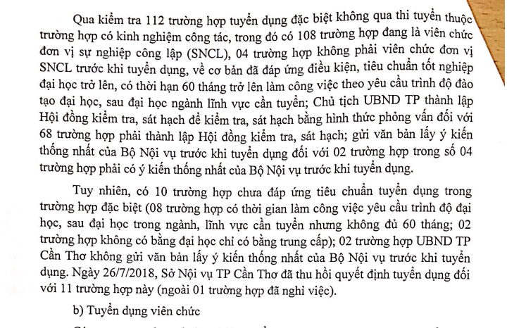 Cần Thơ 31 trường hợp bổ nhiệm, bổ nhiệm lại thiếu tiêu chuẩn