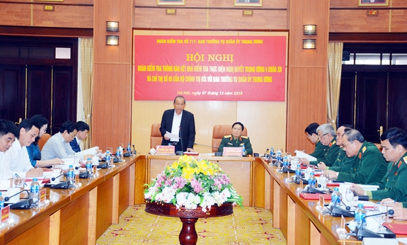 Thông báo kết quả kiểm tra thực hiện Nghị quyết Trung ương 4 khóa XII đối với Ban Thường vụ Quân ủy Trung ương