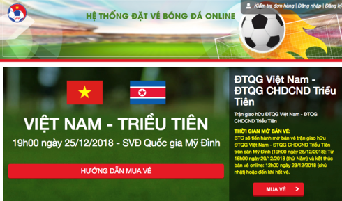 VFF bán 4 200 vé online trận Việt Nam đấu Triều Tiên sau 30 phút
