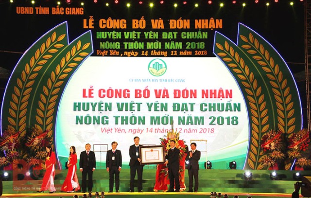 Việt Yên Huyện đầu tiên đạt chuẩn nông thôn mới của tỉnh Bắc Giang