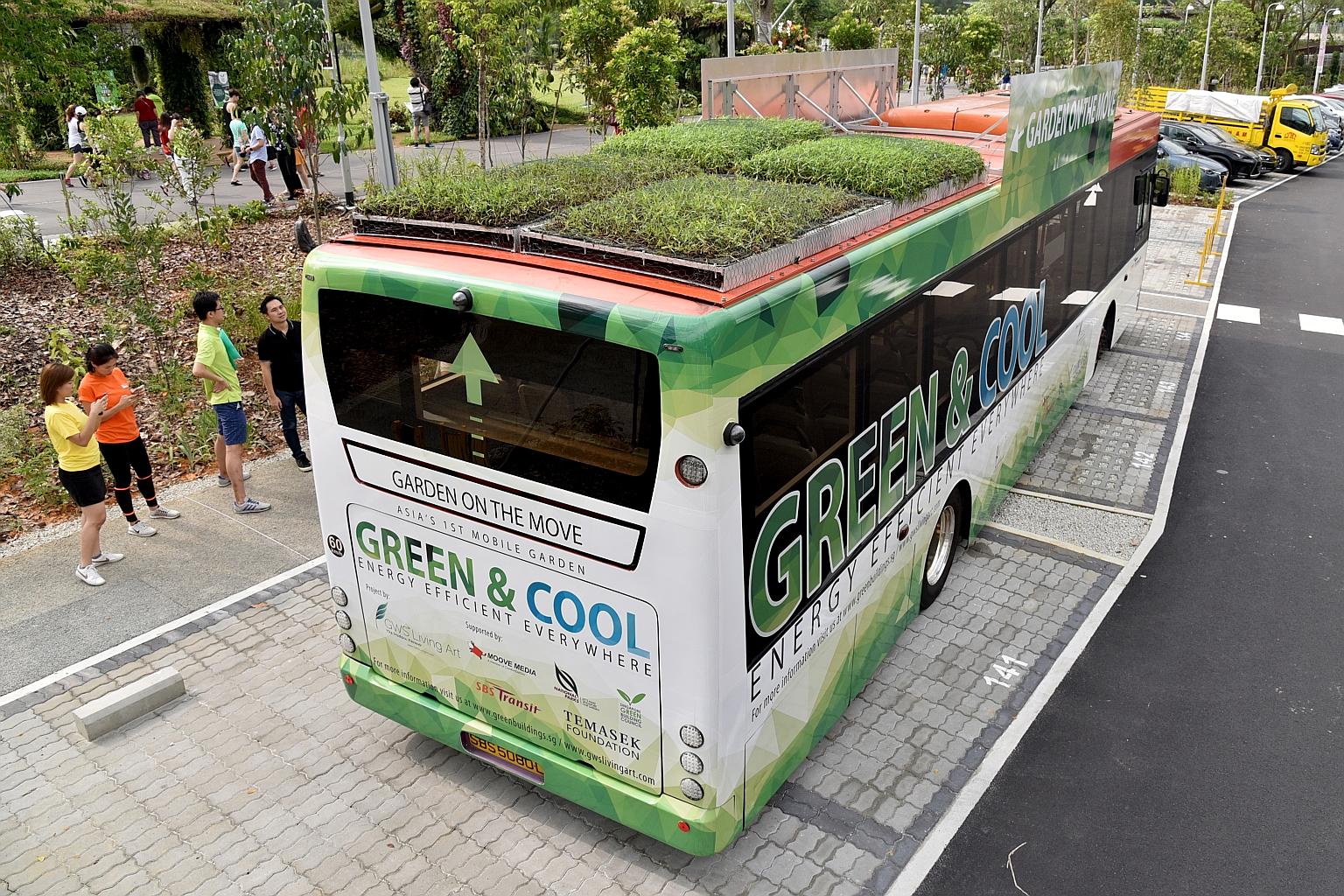 Trồng cây xanh trên nóc xe buýt