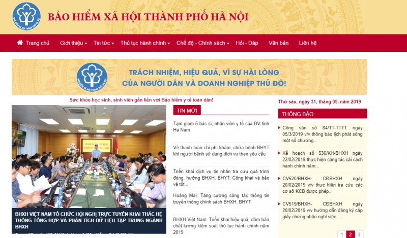 Bảo hiểm xã hội Hà Nội đổi tên miền truy cập