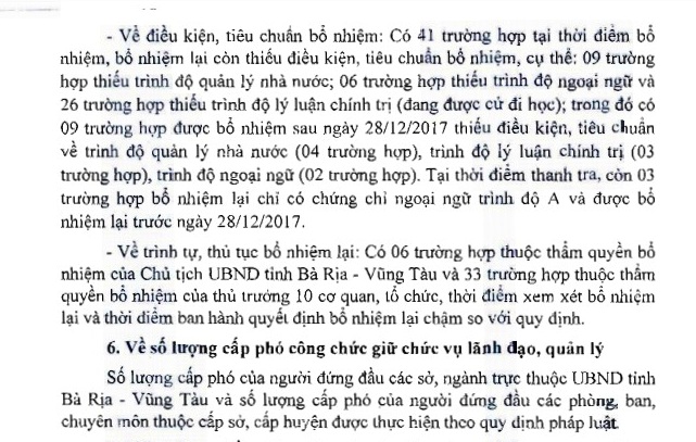 Bà Rịa - Vũng Tàu Bổ nhiệm 41 trường hợp thiếu điều kiện, tiêu chuẩn