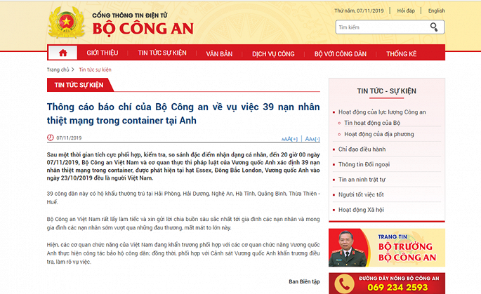39 nạn nhân thiệt mạng trong container tại Anh đều là người Việt Nam