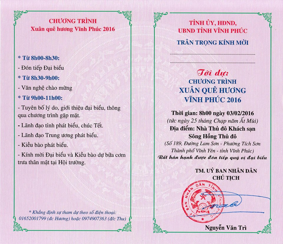 Vinh Phuc homeland Spring 2016 to be organized for overseas Vietnamese