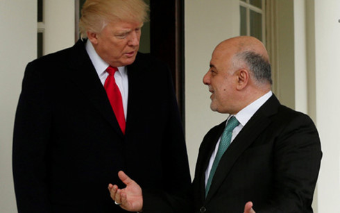 Donald Trump meets Haider al-Abadi at White House