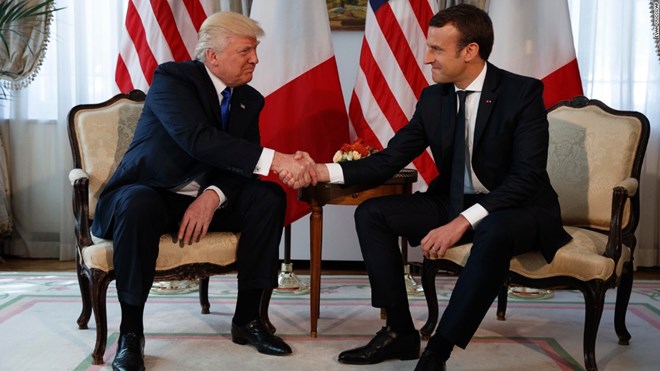 Donald Trump meets Emmanuel Macron before NATO