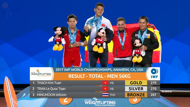 “Hat trick” by Thach Kim Tuan at International Weightlifting Federation World Championships