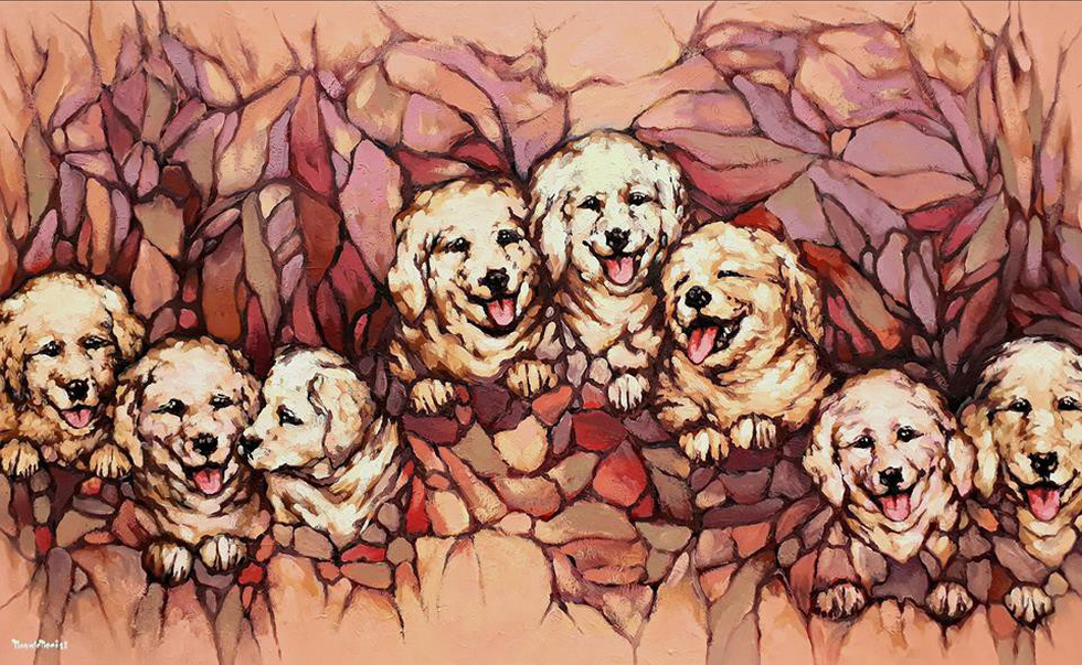 Vietnamese painters introduce dog paintings to welcome Lunar New Year of the Dog