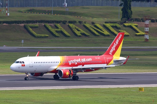 Vietjet Air operates international flights at Changi Airport Terminal 4